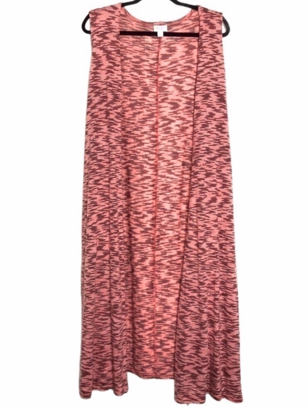 LULAROE Joy Duster Vest In Coral Pink Heathered Knit